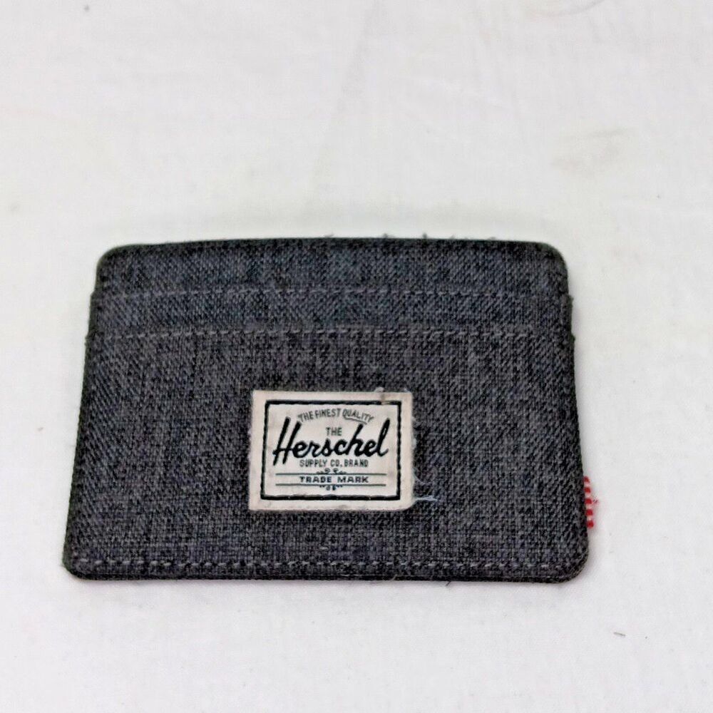 Herschel Supply Company Charlie Wallet Black Crosshatch Grey Twill Card Holder